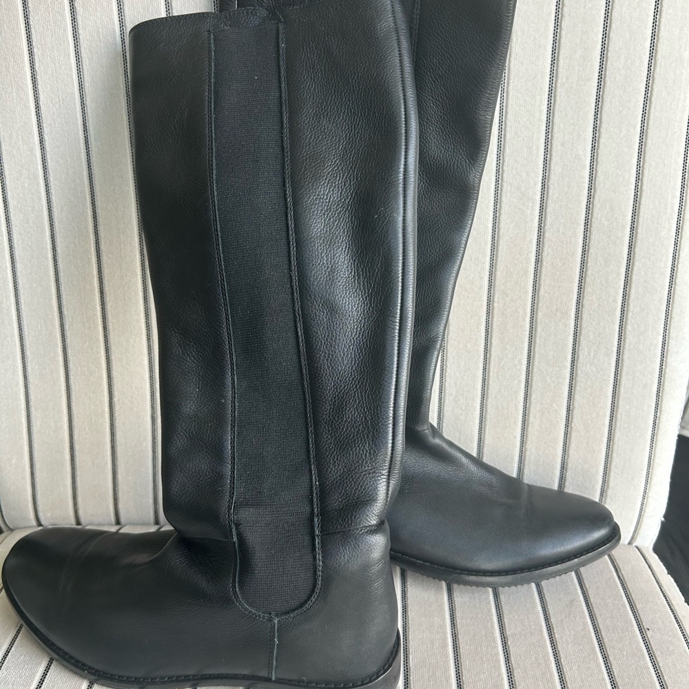 Black Leather Knee-High Boots